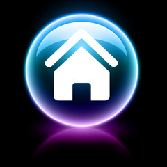 neon glossy icon - home - 25040261