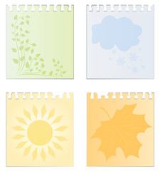 Leaves of a calendar with the image of seasons