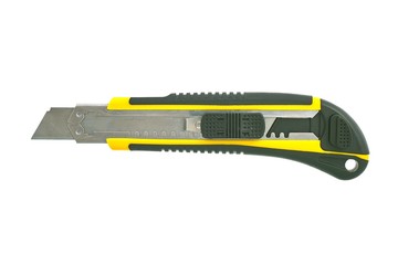 Isolated yellow box cutter with removable blades