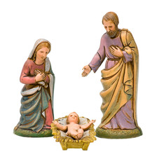 Jesus, Mary and Joseph Christmas Nativity Figures &ndash; Isolated