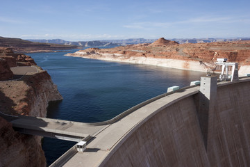 Scenic Landscape of Glen Canyon Dam and Lake Powell