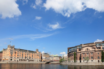 Fototapeta na wymiar Stockholm city view, Parlament building, Gamla Stan.