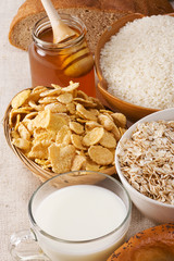 healthy food on sackcloth