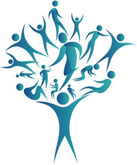 humans connected together to form a tree