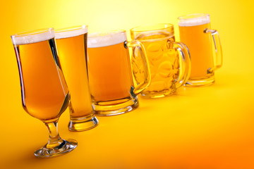 beer on yellow background