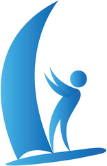 human sailing on a boat