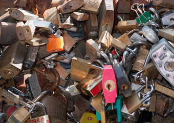 Love padlocks in Via dell'Amore, Cinque Terre, Italy