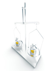 silver scales with symbols of dollar and euro