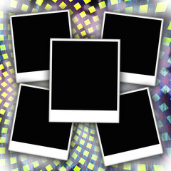 Blank photo frames on old textured background