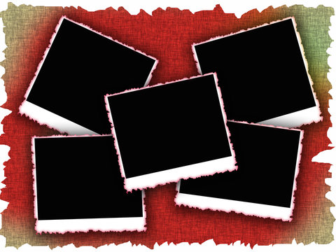 Blank photo frames on old textured background