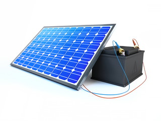 solar panel charges the battery