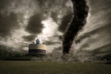 Large tornado over a meteo station