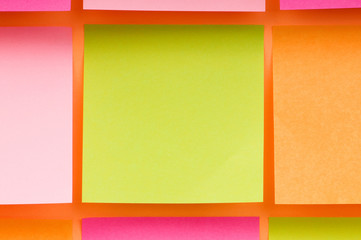 Reminder notes on the bright colorful paper