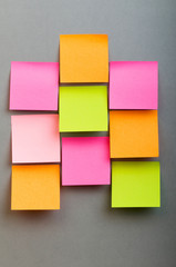 Reminder notes on the bright colorful paper