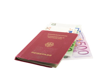 Naklejka premium Reisepass und Geld