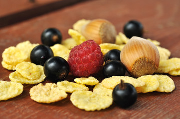 Corn flake with berries