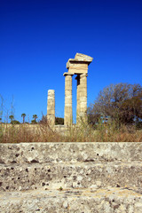 Fototapeta premium Greece, Rhodes, Acropolis, temple ruins