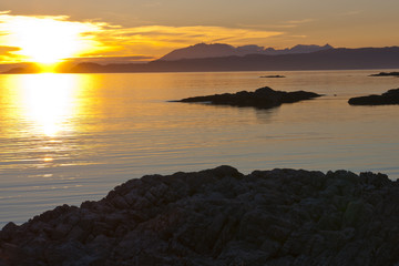 Sunset over the point of Sleat on the Isle of Skye