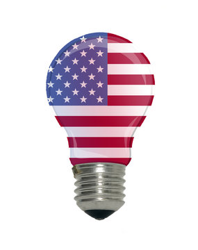 Flag of USA in light bulb