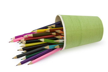 color pencils are in the glass