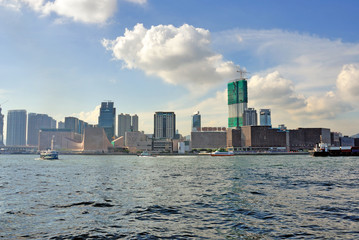 Obraz premium China, Hong Kong waterfront buildings