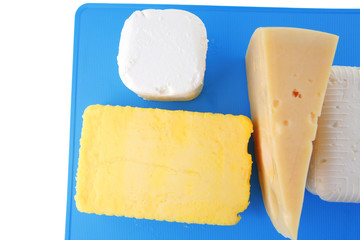 greek cheeses on blue