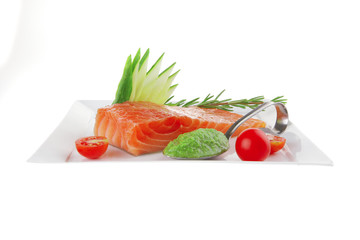 salmon fillet with pesto sauce