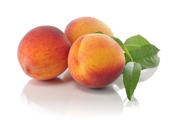peaches with leaves