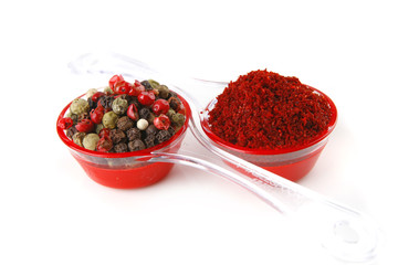 pepper in spoon isolated