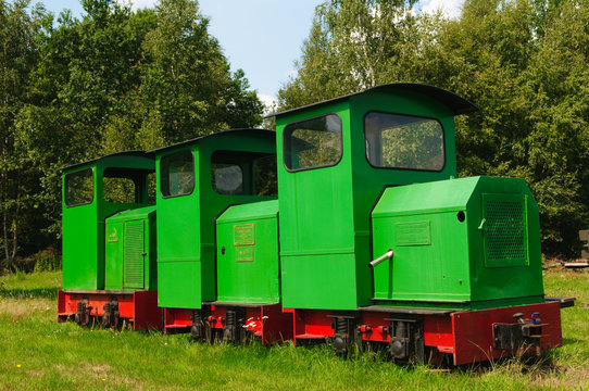 Three Green Diesel Locomotives