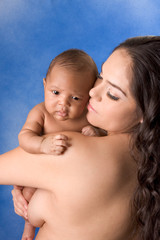 ethnic Latina mother with her baby boy son