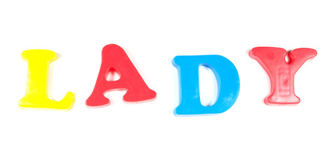 lady, written in fridge magnets