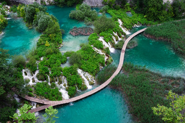 Waterfalls in Plitvice National Park. Aerial view. - 25073889