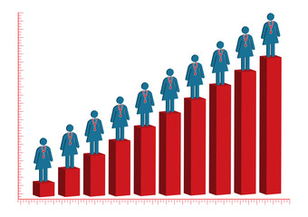 Female Doctor Rise Bar Chart  Illustration in Vector