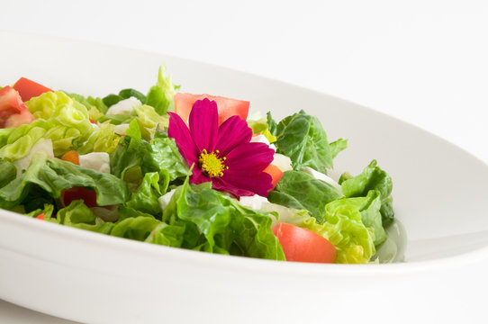 Gemischter Salat mit essbaren Blüten