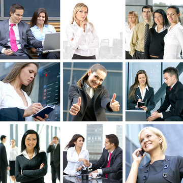 A collage of business images with different young people