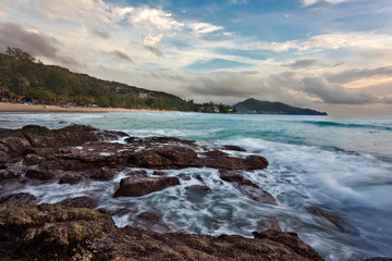 Tropical sunset at the rocks. Thailand