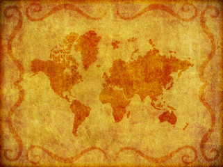 Old, Grunge Map of the World Illustration