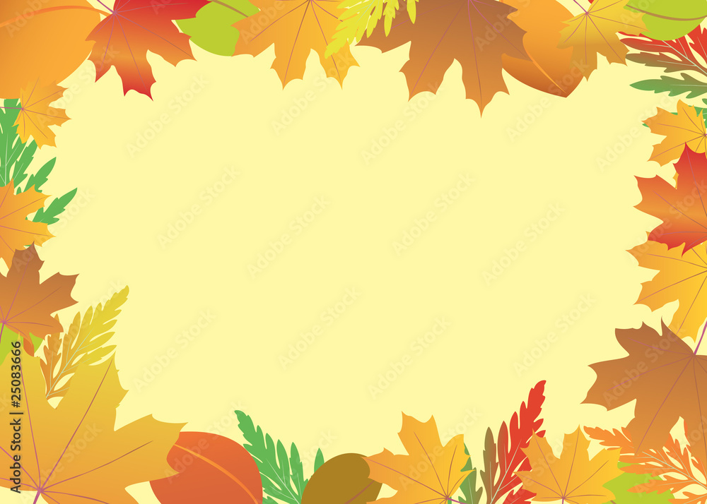 Wall mural vector frame with red and yellow leaves