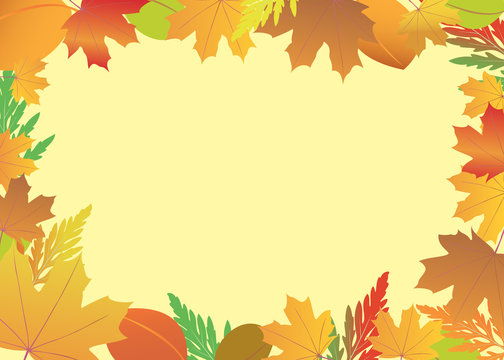 vector frame with red and yellow leaves