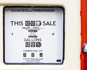 indicator detail, old petrol station, New Hampshire, USA