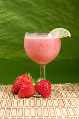 Refreshing smootie with fruit.