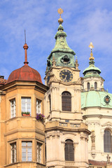 Fototapeta na wymiar The beautiful View on the Prague St. Nicholas' Cathedral