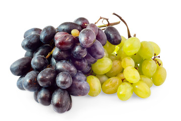 clusters of black and white grapes