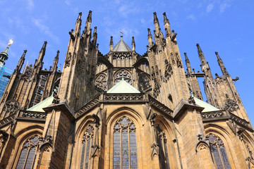 Fototapeta na wymiar Beautiful gothic St. Vitus' Cathedral on Prague Castle