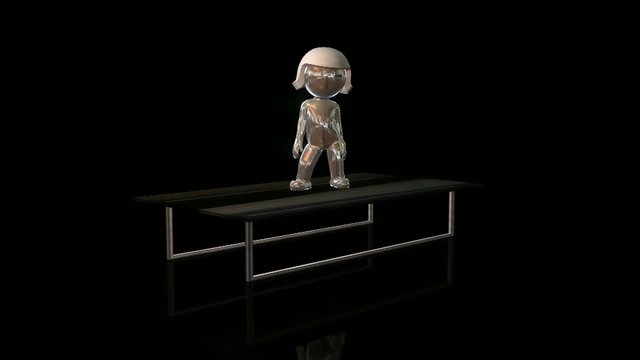 Weibliche Figur tanzt auf einem Tisch