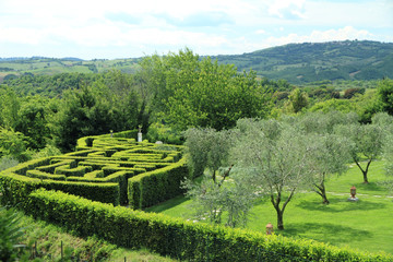 italian garden with labyrinth