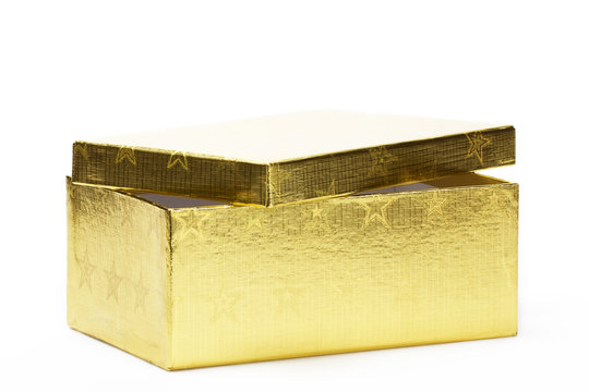 goldene leicht ge&ouml;ffnete geschenkbox