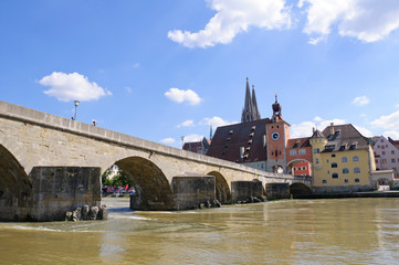 Obraz premium Old Town and the Danube - Regensburg, Germany