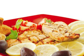 grilled salmon and vegetables